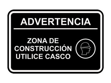 Signs ByLITA Classic Framed Advertencia Zona de construcción Utilice casco Door or Wall Sign Easy Installation | Health And Safety | Building And Hospitality